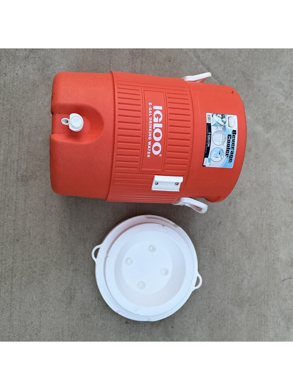 Igloo 5 Gallon Beverage Cooler Water Jug Dispenser Orange w/ Lid Insulated - Picture 9 of 13
